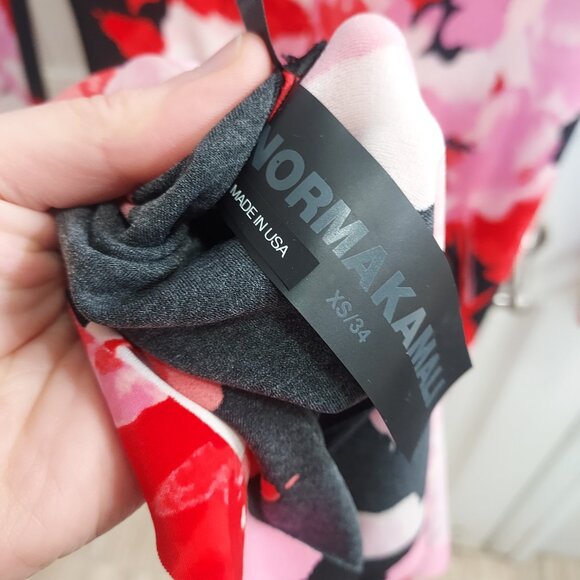 Norma Kamali Fishtail Midi Floral Black Turtleneck Dress - Picture 3 of 10